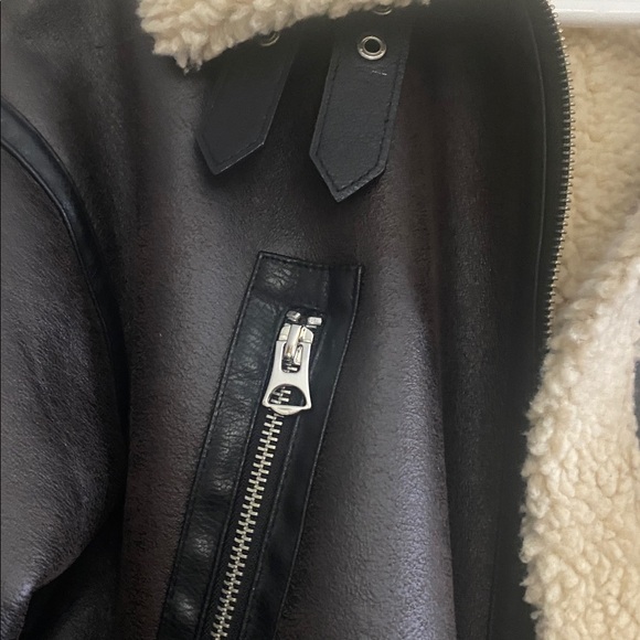 ZARA Cropped Shearling Jacket with Belt - Picture 9 of 12